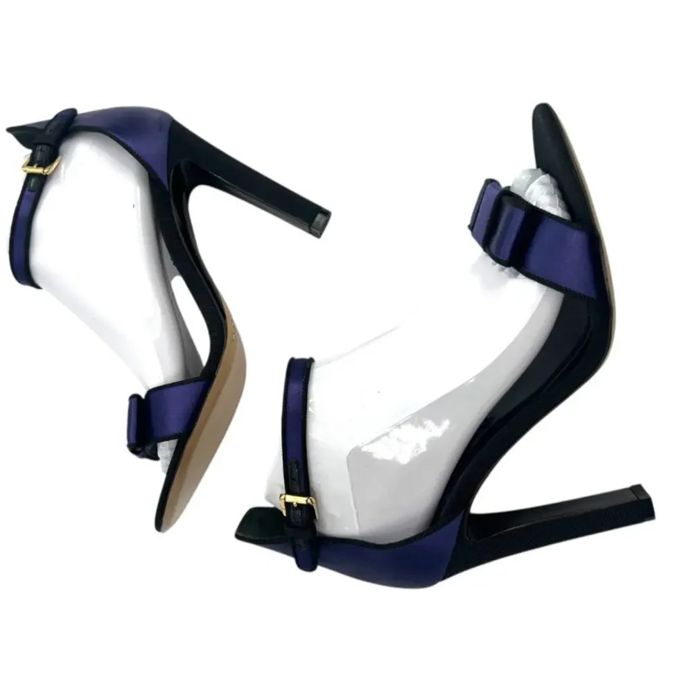 Ralph‎ Lauren Collection Daylen Bow Satin Sandal purple sz